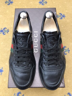 Gucci Trainers Sneaker Shoes Leather Coda Green Red Web Mens UK 5.5 US 6.5 39.5