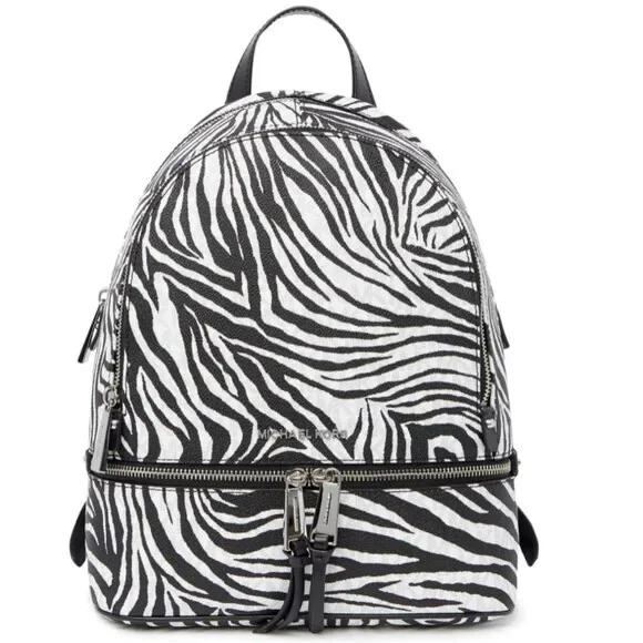 Mochila Michael Michael Kors V5412 Zebra Rhea Cremallera Mediana Talla 13x11x5 pulgadas