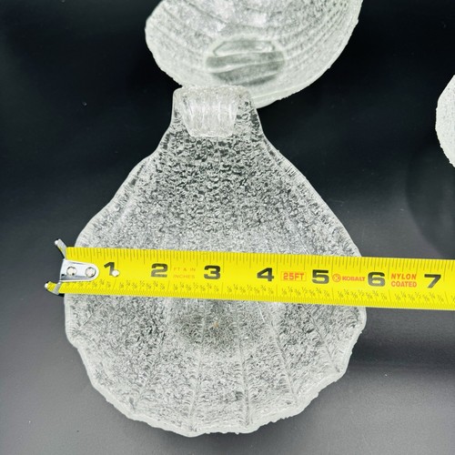 Vintage Lot 3 Barovier & Toso Murano Rugiadoso Art Glass Shell Bowls Set MCM - Picture 10 of 11