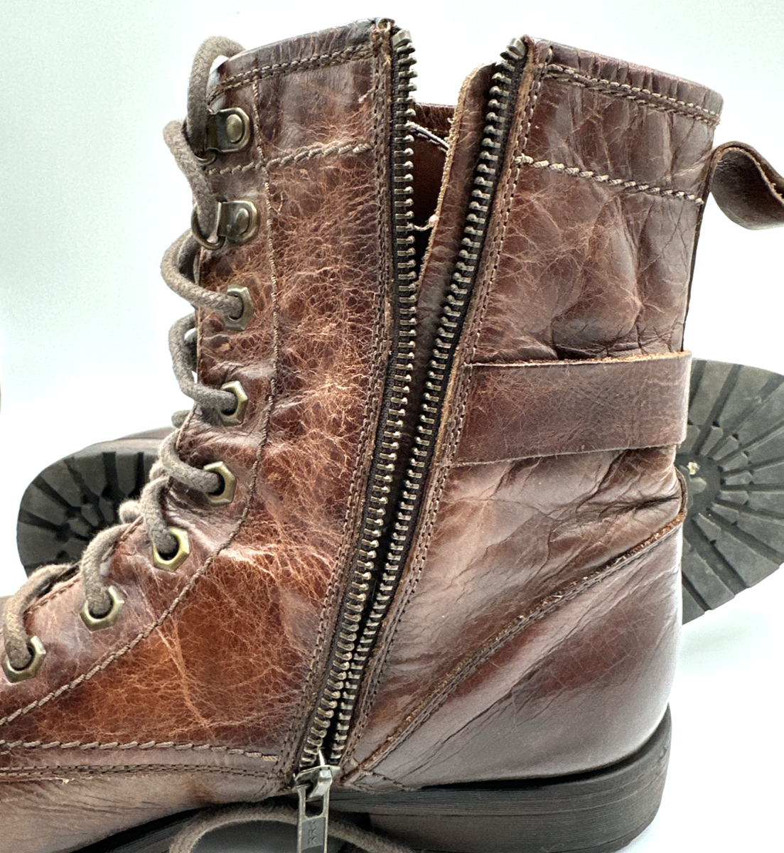 Aston Grey RockCastle 2 Men Distressed Leather Boots Lace Up Side