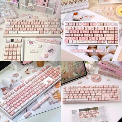 Meow Meow Hood PBT MAO Profile Full Set Keycap & Keyboard For Cherry MX keyboard