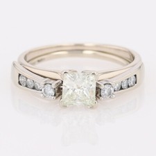 .89ctw Diamond Solitaire with Accents Wedding Set Rings 14k White Gold Size 5.5