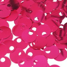 Large Hole Round Sequin 20mm Fuschia Pink Metallic Paillettes. Made in USA