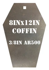 8" x 12" x 3/8" AR500 Cowboy Action Coffin Silhouette Steel Shooting Target