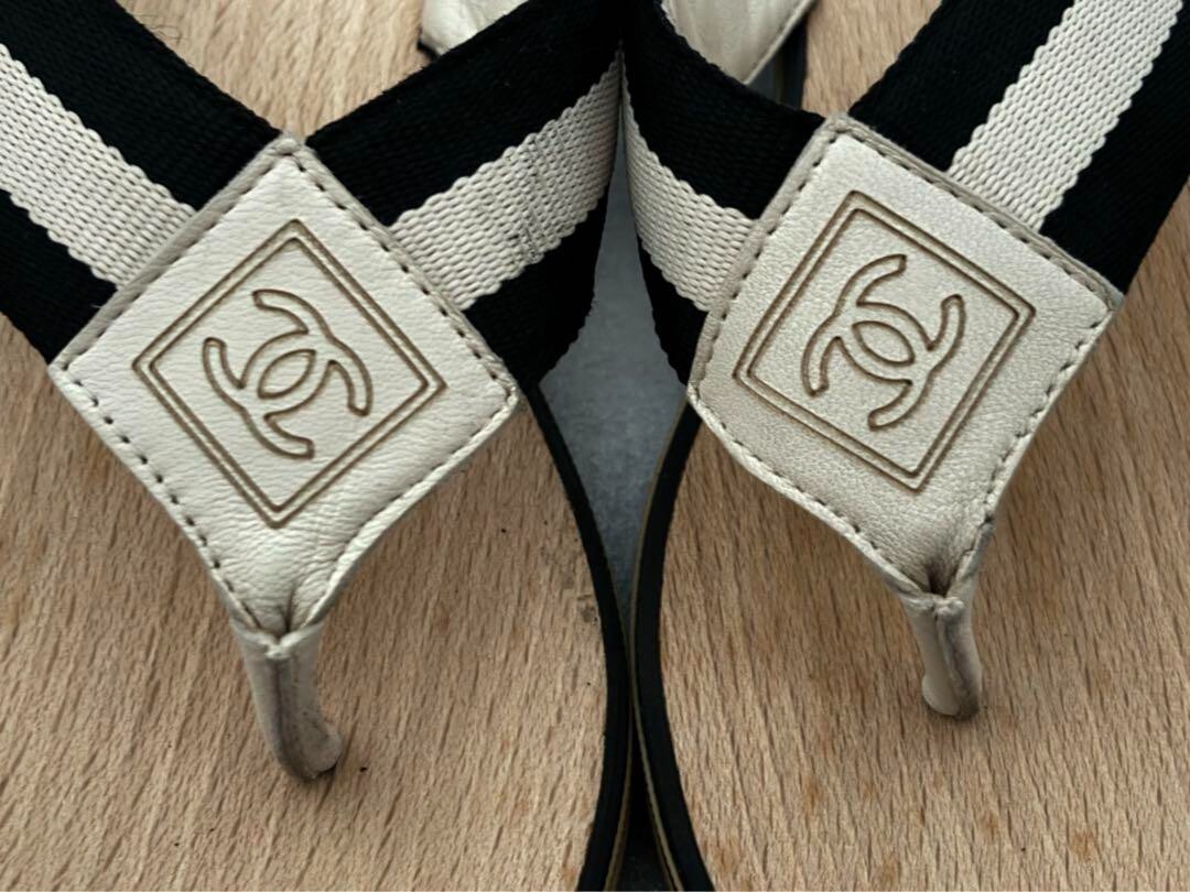 CHANEL Sports Line COCO MARK Beach Sandals Mules Shoes Women Size