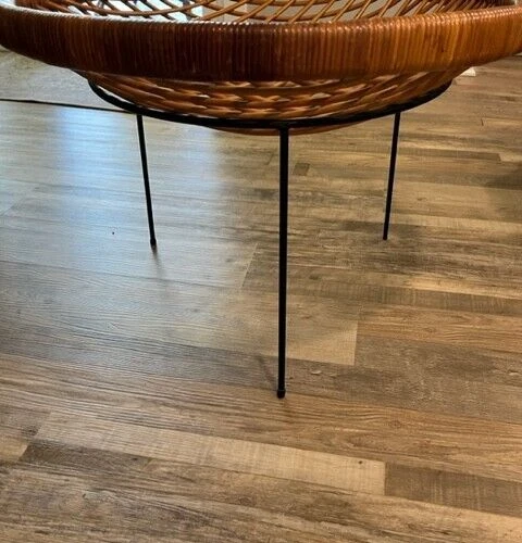 Circular Rattan And Iron Catch All Coffee Table 1950's Vintage - Image 3 of 4