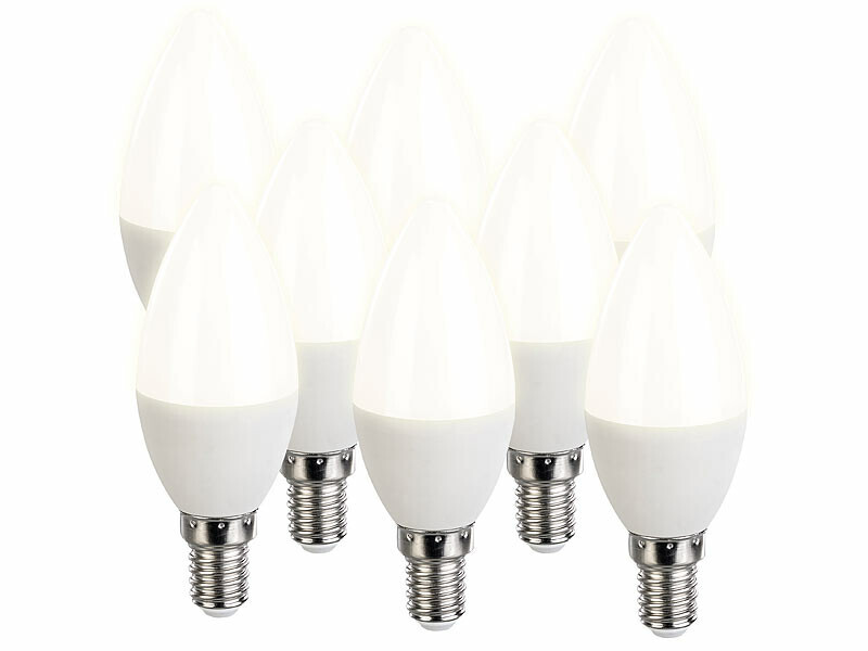 Ampoule LED E14 bougie Luminea blanc chaud 470 lm de style classique lot de 8