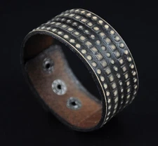 Men Cool Wide Special Empaistic Leather Bracelet Wristband Cuff Vintage Brown