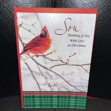 Hallmark Christmas Greeting Card For SON w/ Cardinal Red Bird