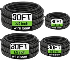Wire Loom Split Wire Loom Tubing Wire 1/4", 3/8", 1/2", 3/4 Inch x 30 FT