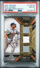 2025 TOPPS TIER ONE TIER ONE TRIPLE RELICS #T1TR-PA PETE ALONSO 100/149 PSA 8