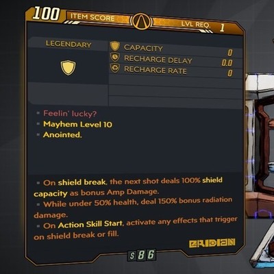 Borderlands 3 MODDED ITEM   Invincibility Godmode Shield   BL3   PS XBOX PC