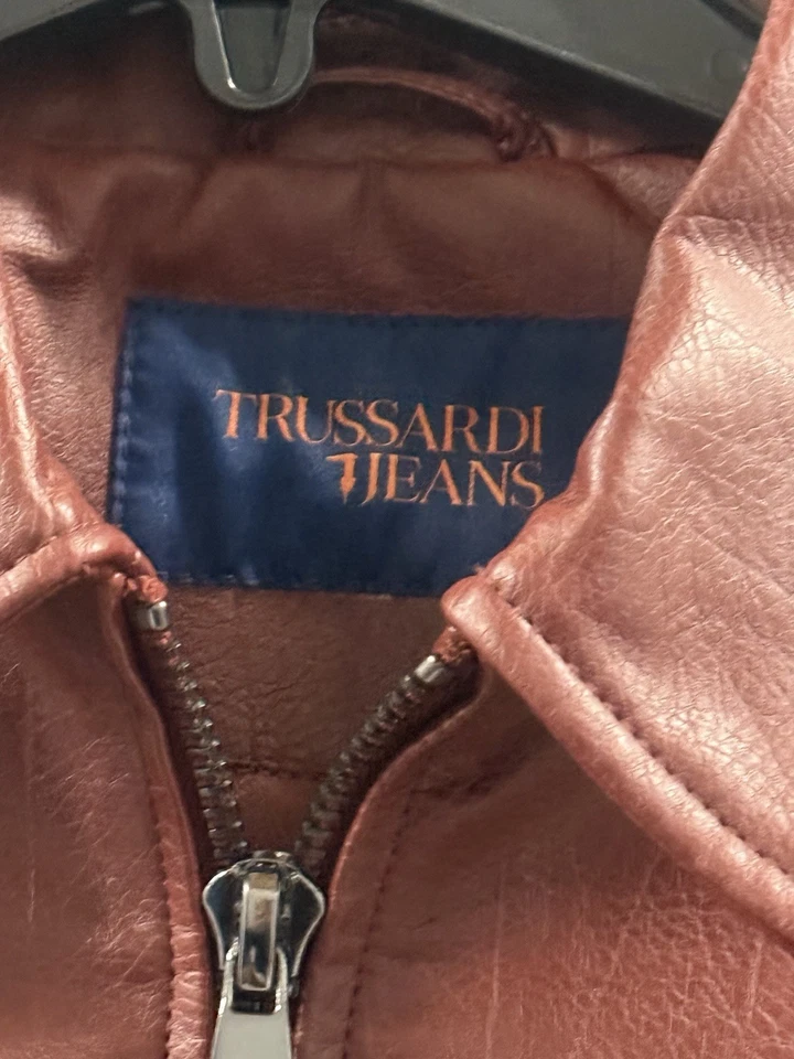 Trussardi Leather Jacket Size M Color Burgundy For Men  - Image 3 of 4