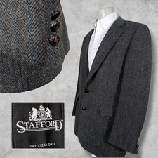 Stafford Blazer Sport Coat Mens 40R Vintage Brown Multicolor Tweed Herringbone