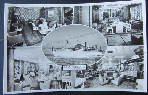 1950s Advertising Photo Card P & O Steamship Himalaya w 1st Class Cabin Rooms 