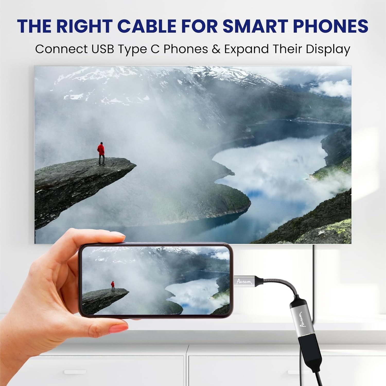 USB C to HDMI Cable 6 Feet Long Braided Black 4K @60Hz USB Type C to HDMI Cable