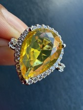 Yellow Sapphire Cubic Zirconia Adjustable Ring Women Fashion Jewellery Uk