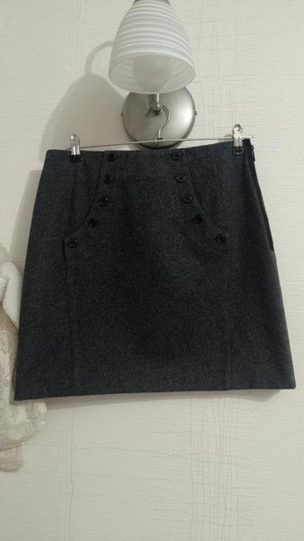 Women Jigsaw Skirt Grey Wool 36 / S / 44