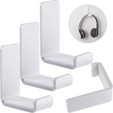 4 Pcs Headphone Hanger Holder Desk Adhesive Headphone Hook Wall Mount White