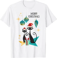 Retro Cat Vintage Mid Century Modern Cat Christmas Ornaments T-Shirt