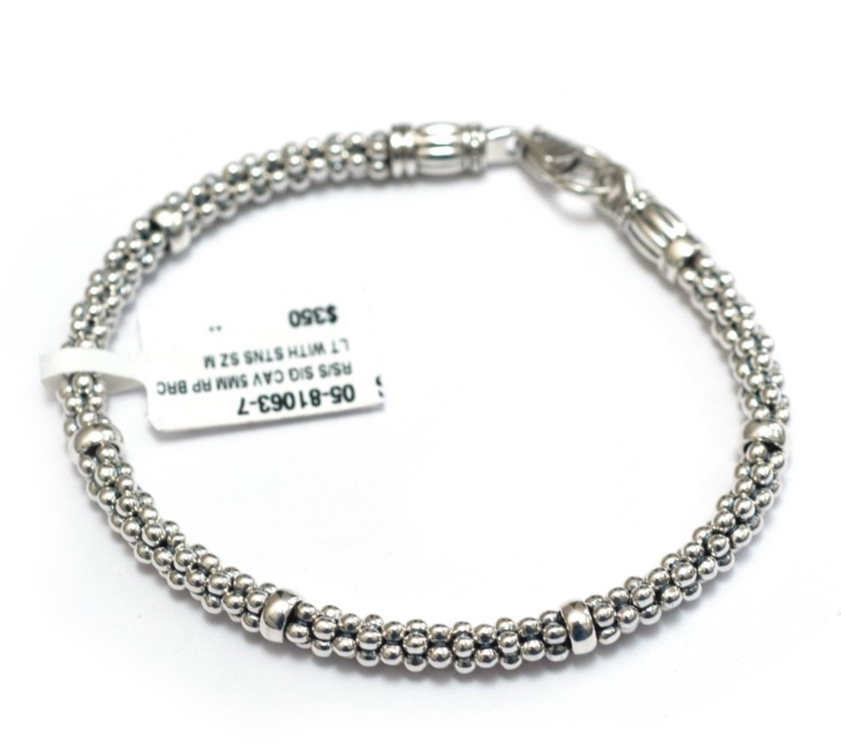 LAGOS Sterling Silver Signature Caviar 5mm Rope Station Bracelet 7