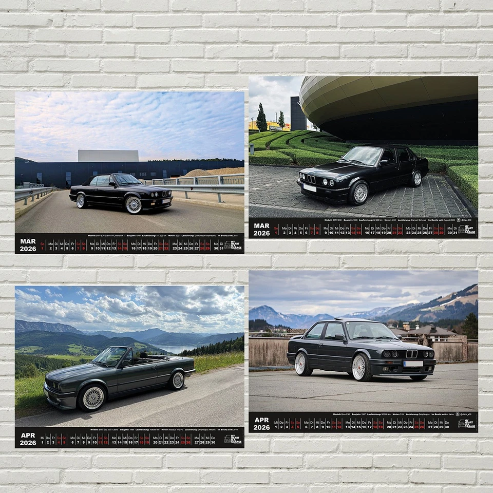 Fan Kalender 2026 - durch das Jahr mit dem BMW E30 (DinA3 quer) - Bild 3 von 4