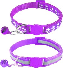 2 Pack Breakaway Cat Collars with Bells, Reflective Design and Claw Print Design