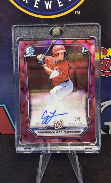 2026 Bowman Chrome Coy James  /5 Auto -Bubble Gum (Snack pack)  Rare- Nationals.