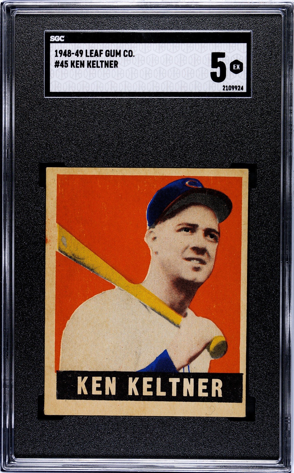 KEN KELTNER SGC 5 1948 LEAF BASEBALL #45 ROOKIE CARD RC SP RARE SHORT PRINT