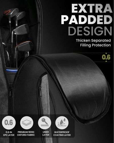 Padded Golf Travel Bag with Reinforced Wheels,900D Heavy Duty - Picture 2 of 5