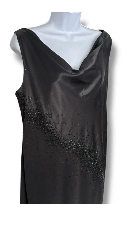 Vestido de noite Jones New York vintage preto com miçangas tamanho 16 - Imagem 2 de 4