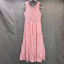 Women's Pink Maxi Dress Medium Smocked Sleeveless 100% Polyester