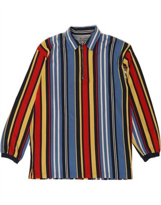 LERROS Mens Long Sleeve Polo Shirt Small Multicoloured Striped Cotton RN09