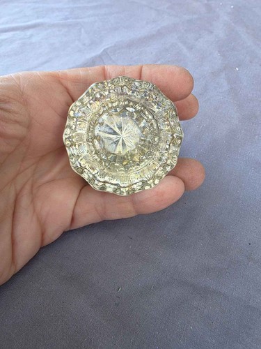 12 Faceted Glass Door Knob, Brass Base, 2 Inch