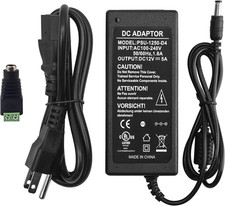 12V 5A Power Supply Adapter, AC 100-240V to DC 12V Transformer, for CCTV Securit