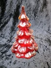 Fenton Cadmium Ruby & Gold Glitter Christmas Tree 4-1/4" Tall Original Stickers