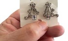 Vintage Clear Dangle Rhinestone Clip On Earrings Silver Tone — photo 1