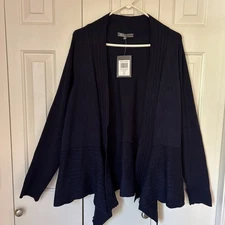 89th & Madison Cardigan Sweater Sz 2X Navy Blue 