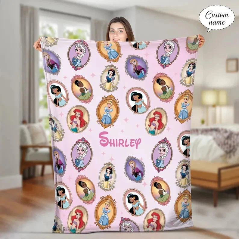 Personalized Coquette Bows Disney Princess Fleece Blanket, Disneyland