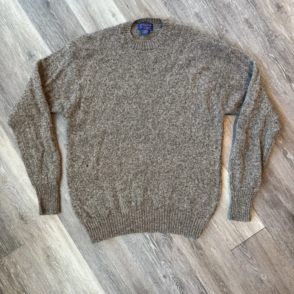 Suéter Pendleton 100% Lana Shetland Para Hombre Marrón Pescador Abuelo Cálido XL, DEFECTUOSO Foto 3 de 4