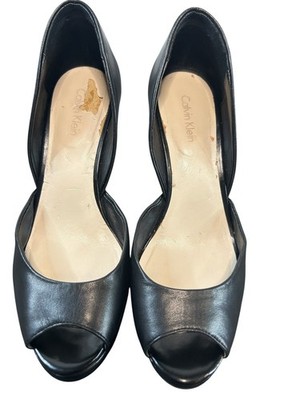 Calvin Klein Womens Black Saxton  Wedge Toe Pump Heel Size US 7 m
