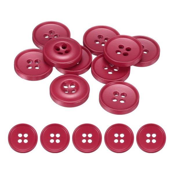 10 StüCk NäHknöPfe,18Mm,4 LöCher,Harz,Rund,BastelknöPfe,Kirschrot-image