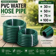 30M 50M 75M 100M Garden Hose Pipe Anti Kink PVC Outdoor Reinforced Hosepipe Reel