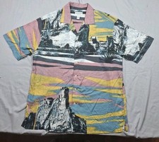 Camisa de manga corta Arizona Jean Co para hombre mediana suroeste puesta de sol desierto AOP