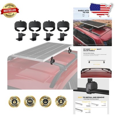 Car Solar Panel Clamps - 200W Max, Roof Rack Mount, Easy Install, Durable Black