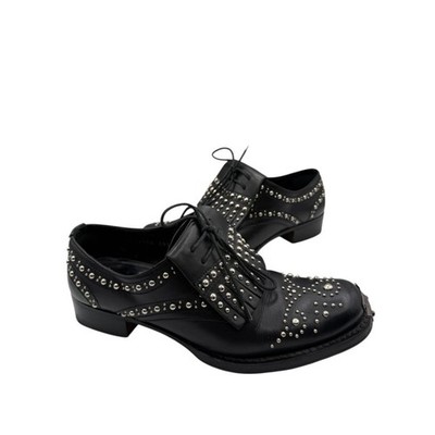 Miu Miu Black Studded Leather Oxford Shoes – Size 39.5 | eBay