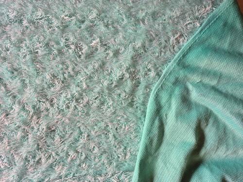 MINT GREEN SWIRLY EYELASHS 2 WAY SLIGHT STRETCH POLY KNIT FABRIC 50X52 INCHES - Picture 2 of 2