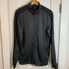 Adidas Jacket Mens Medium Grey Essentials 3 Stripes Tricot Track Top Full Zip