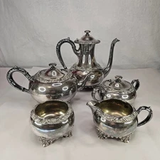 Vintage Wilcox International Silver New Beverly Manor 5-Piece Tea / Coffee Set