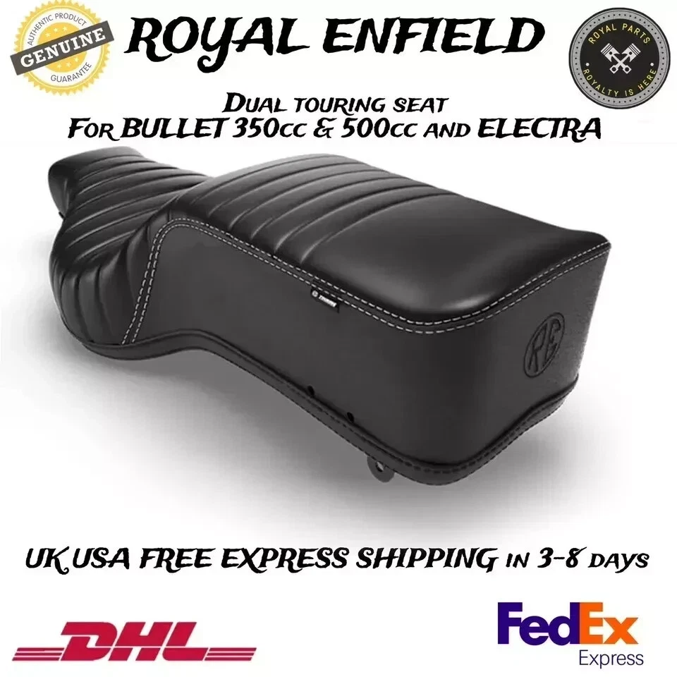New Genuine Black Touring Dual Seat for Royal Enfield Bullet 350/500 Electra 350 — 第 4/4 张图片